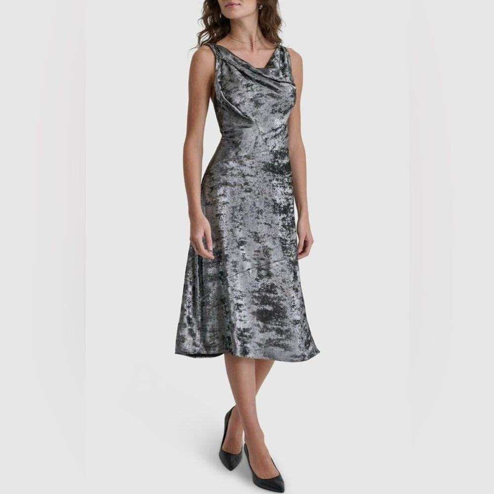 DKNY Jacquard Sleeveless abstract jacquard metalic Dress Size10